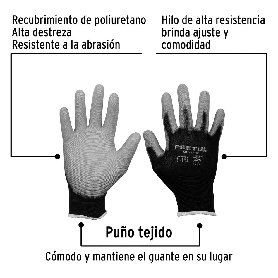 Guantes de nylon recubiertos de poliuretano, CH, PRETUL Caja con 12, 20029