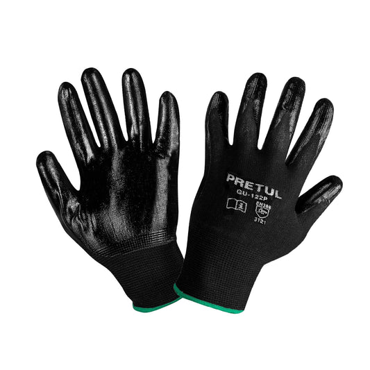 Guantes de nylon recubiertos de nitrilo, M, PRETUL Caja con 12, 20027