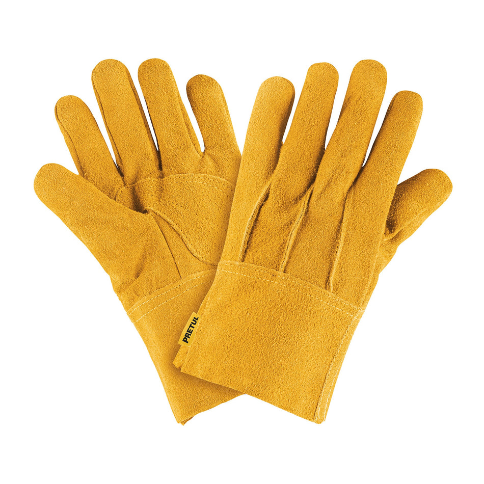 Guantes de carnaza, cortos, unitalla, PRETUL Caja con 12, 23262