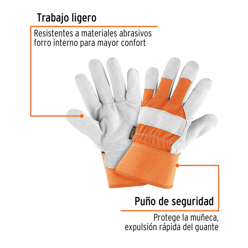 Guantes de carnaza y loneta, unitalla, TRUPER Caja con 6, 14245