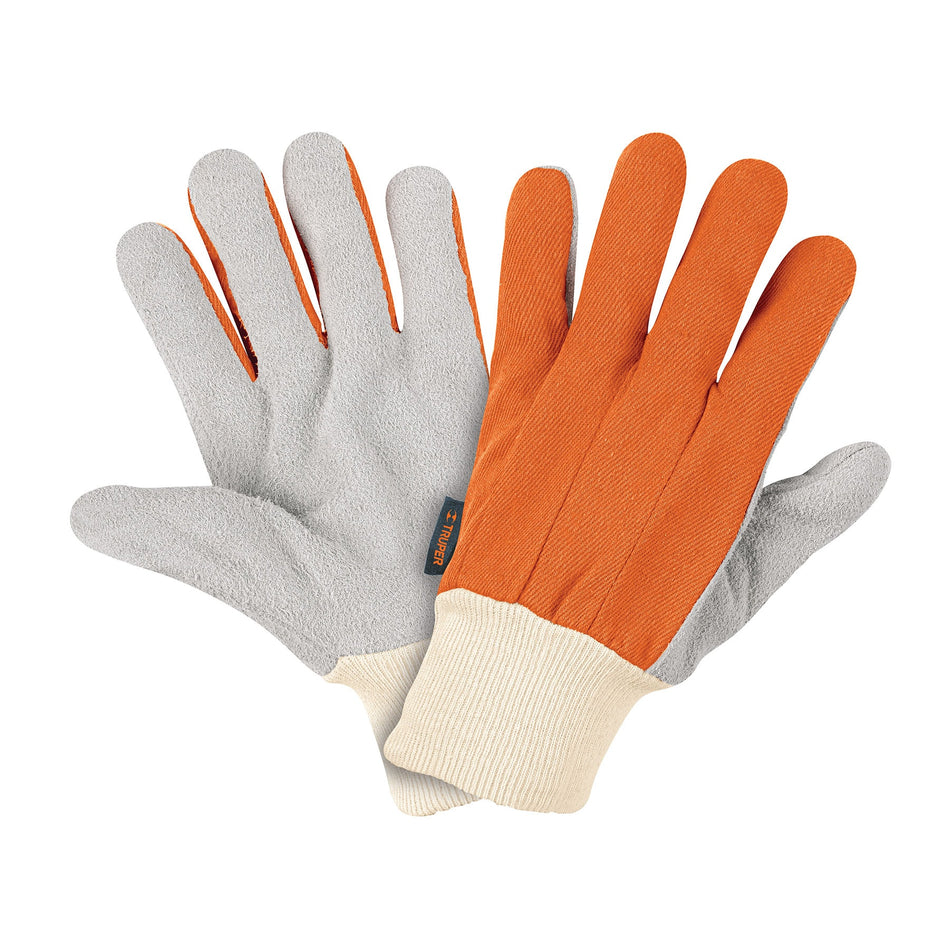 Guantes de carnaza y loneta, uso ligero, unitalla, TRUPER Caja con 6, 14244