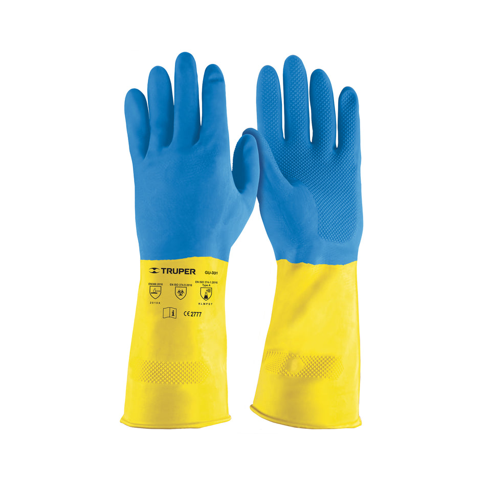 Guantes de látex reforzados para limpieza, CH, TRUPER Caja con 6, 13297