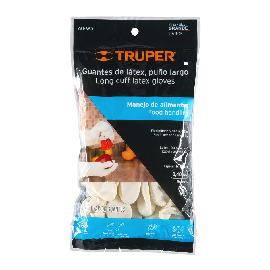 Guantes de látex para manejo de alimentos, G, TRUPER Caja con 6, 14265