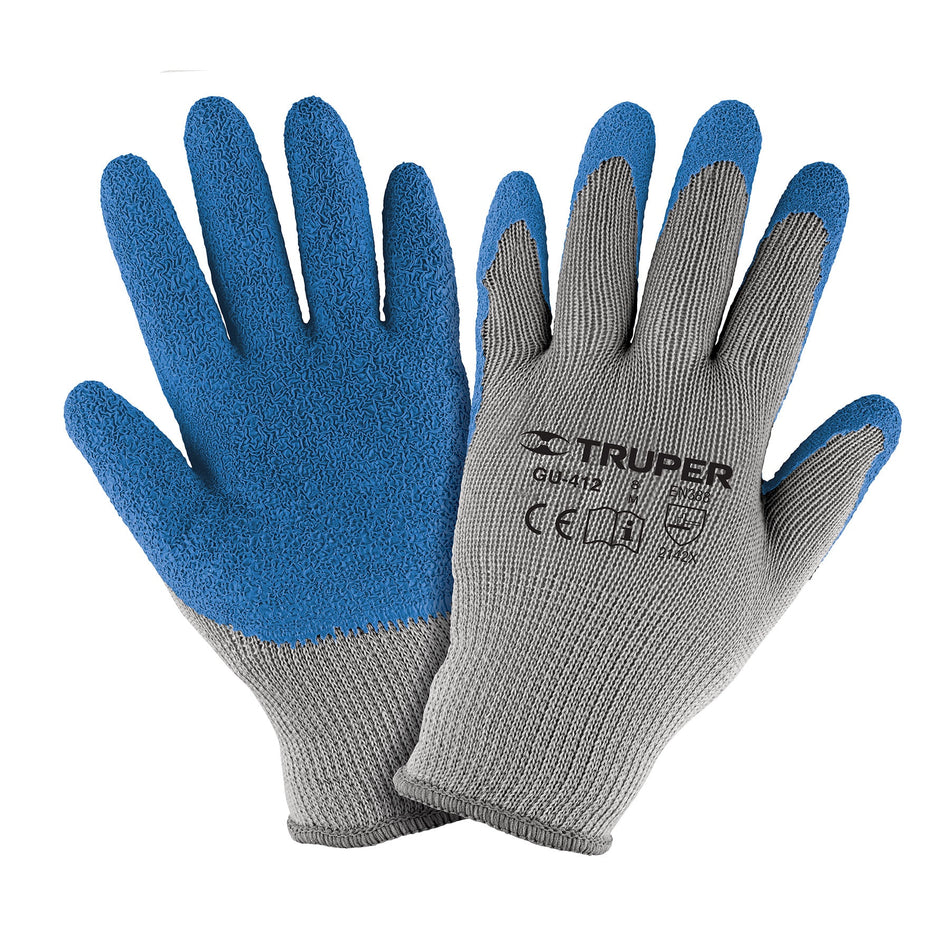 Guantes de poliéster recubiertos de latex, M, TRUPER Caja con 6, 15266