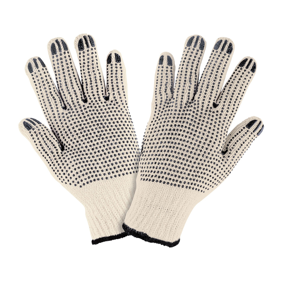 Guantes de algodón con puntos de PVC en palma y dorso,PRETUL Caja con 12, 21830