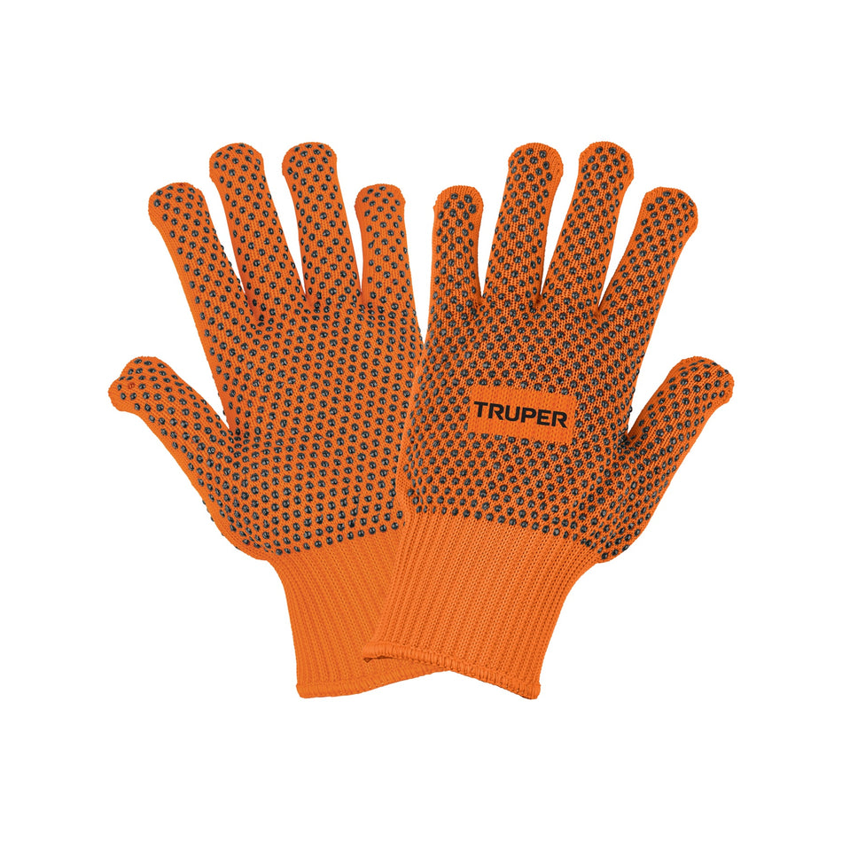 Guantes de algodón con puntos de PVC en palma y dorso, TRUPER Caja con 12, 103925