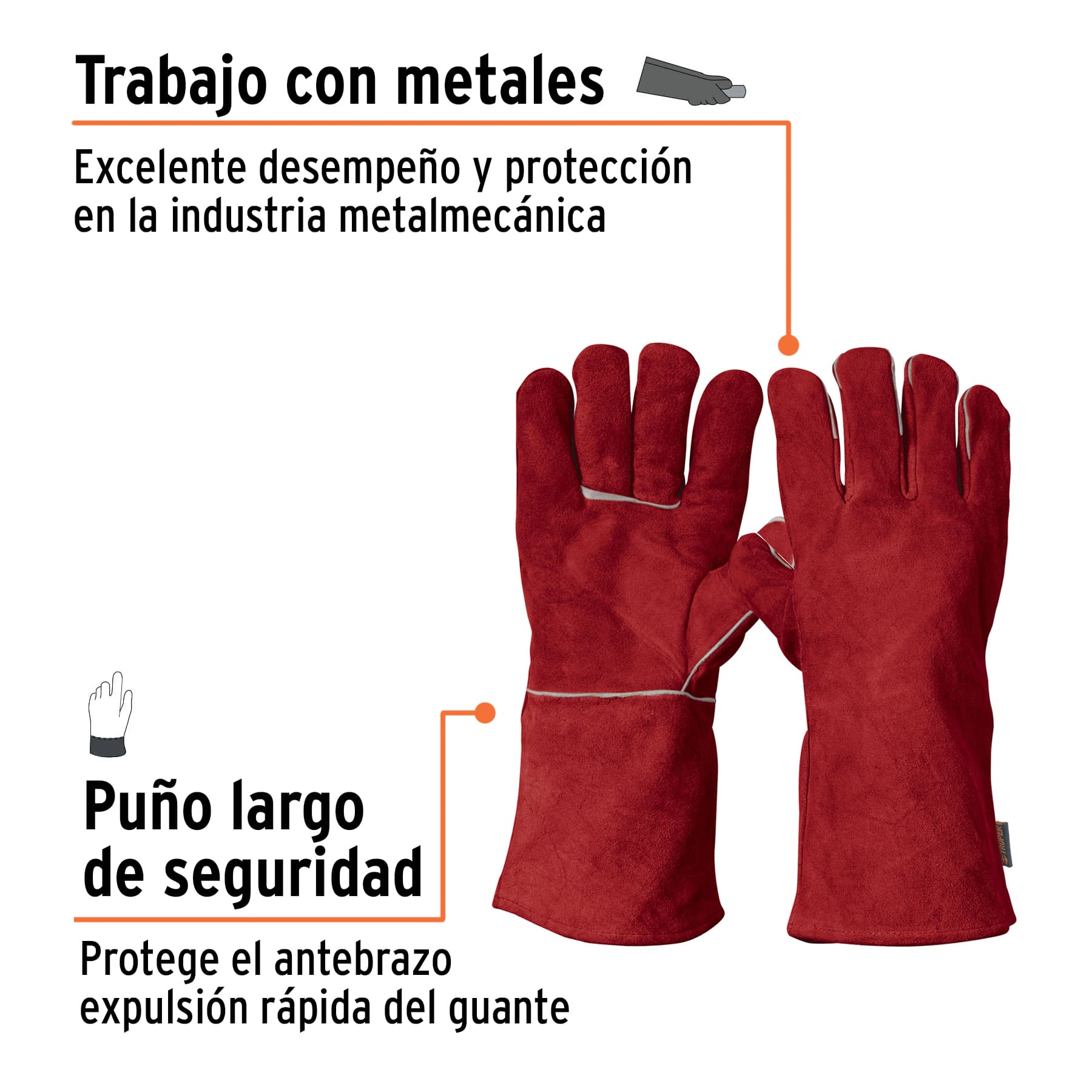 Guantes para soldador, rojos, TRUPER, 19458