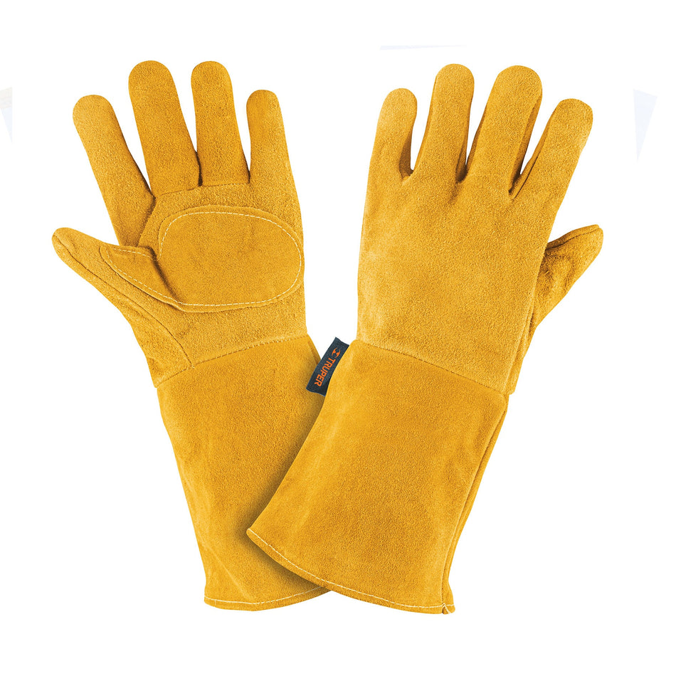 Guantes de carnaza, largos, unitalla, TRUPER Caja con 6, 14242