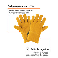 Guantes de carnaza, cortos, unitalla, TRUPER Caja con 6, 14241