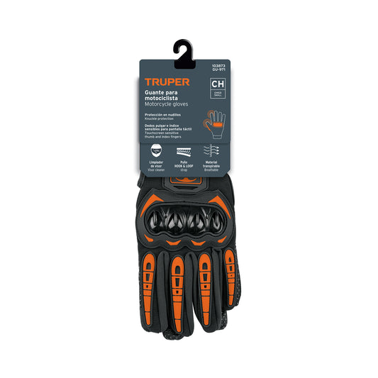 Guante con protección para motociclista, CH, TRUPER Caja con 6, 103873