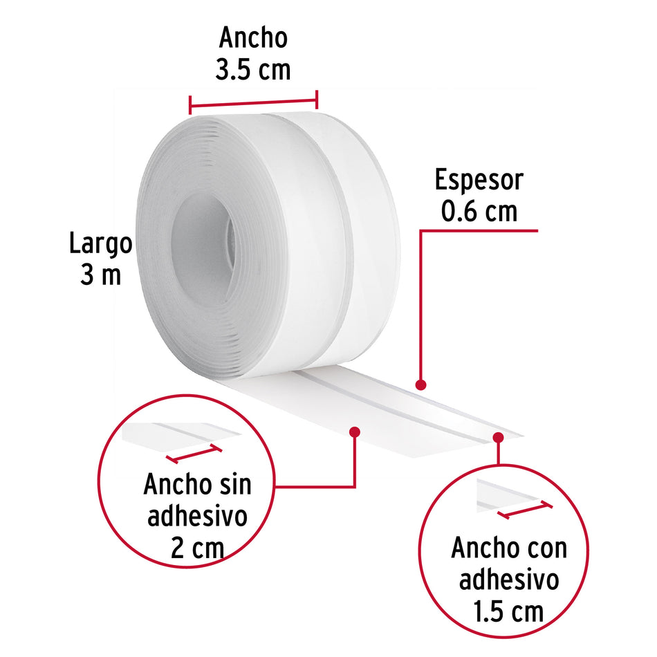 Cinta guardapolvo 3 m x 35 mm, transparente, Hermex Caja con 6, 48466