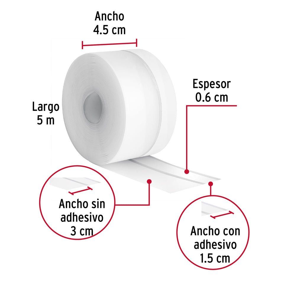 Cinta guardapolvo 5 m x 45 mm, transparente, Hermex Caja con 6, 48465