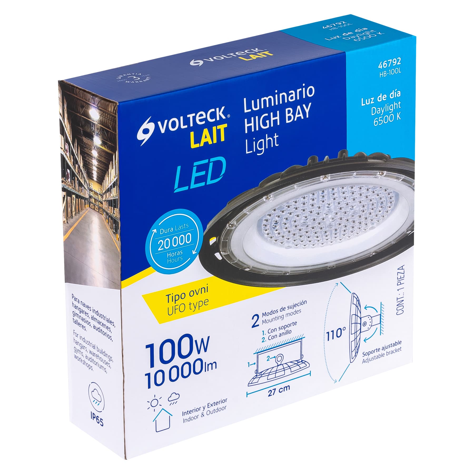 Luminario de LED 100 W High Bay, Volteck, 46792