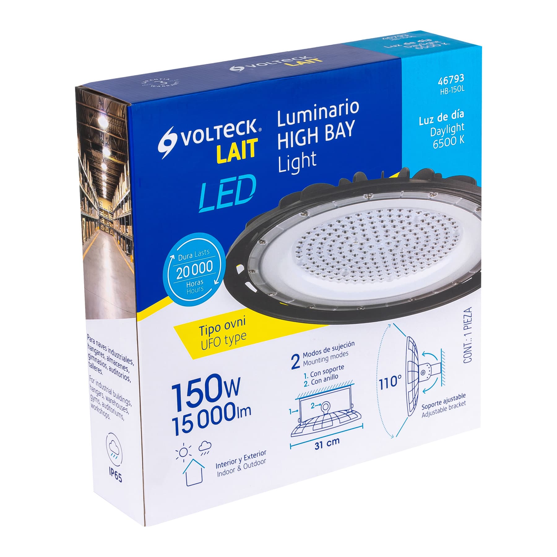 Luminario de LED 150 W High Bay, Volteck, 46793