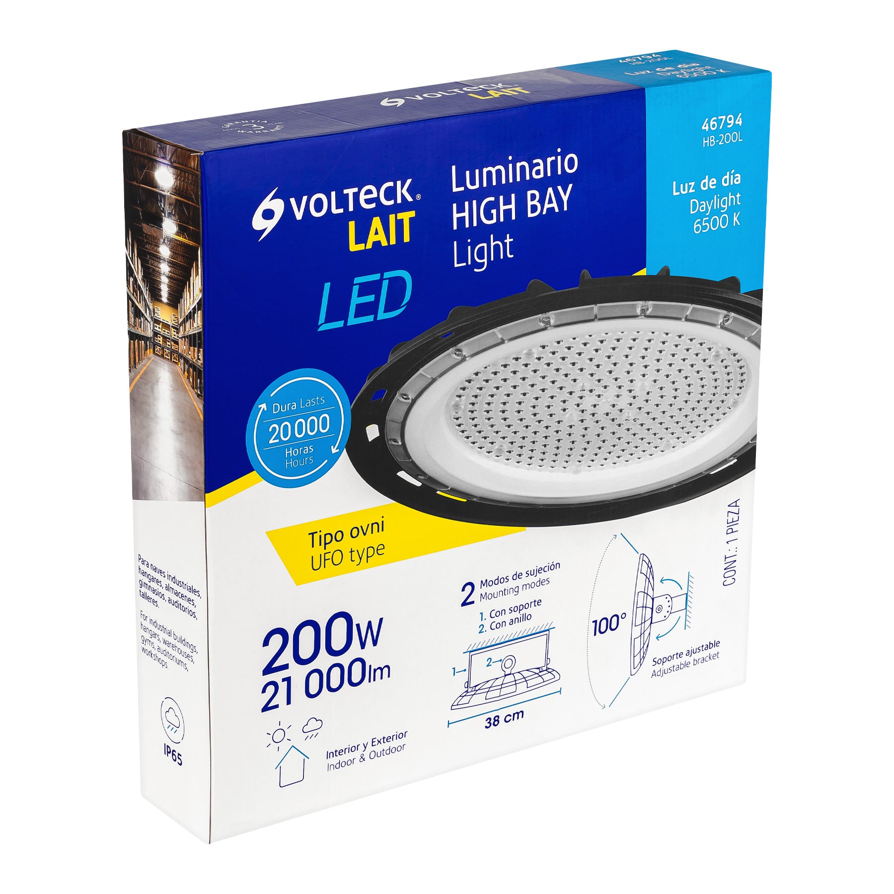 Luminario de LED 200 W High Bay, Volteck, 46794