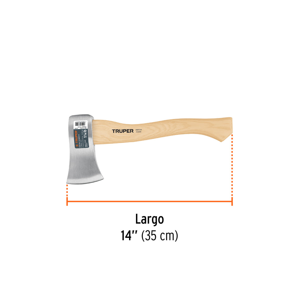 Hacha cazadora, 1-1/4 lb, mango hickory 14', cabeza pulida Caja con 4, 11376