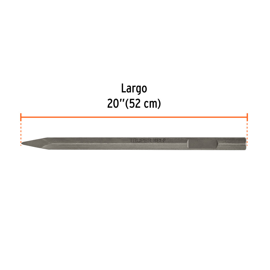 Cincel de punta zanco hexagonal de 20', Truper, 101230