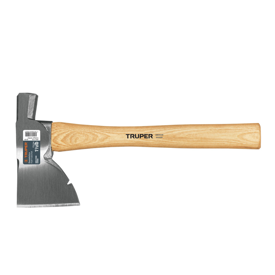 Hacha Doméstica 1-1/2 lb, mango hickory 14', Truper Caja con 4, 14952