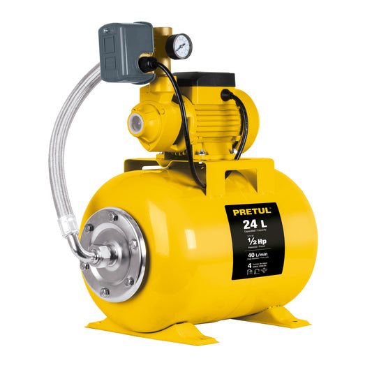 Equipo hidroneumático 24L, bomba periférica 1/2 HP, Pretul, 20183
