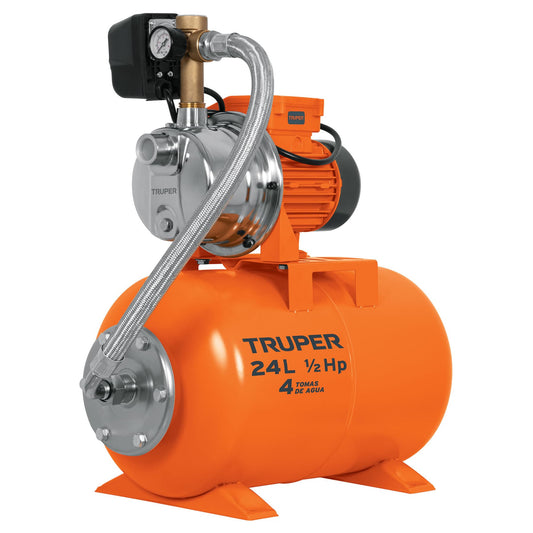 Equipo hidroneumático 24L, bomba jet inox. 1/2 HP, TRUPER, 10077