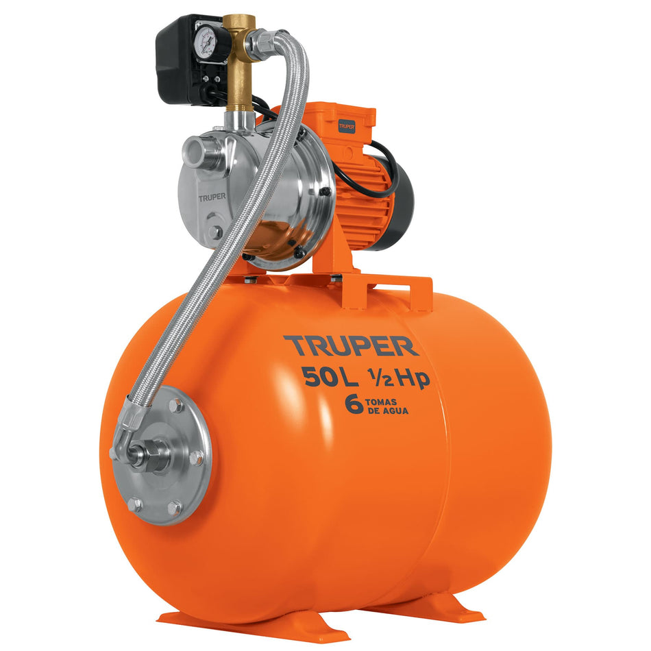 Equipo hidroneumático 50L, bomba jet inox. 1/2 HP, TRUPER, 12254