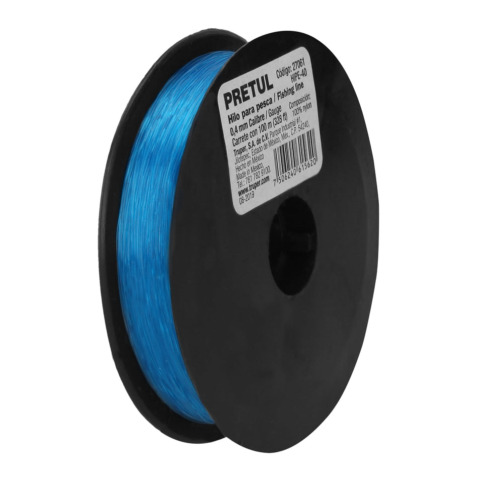 Carrete con 100 m de hilo para pesca azul calibre 0.40 mm Caja con 10, 27061