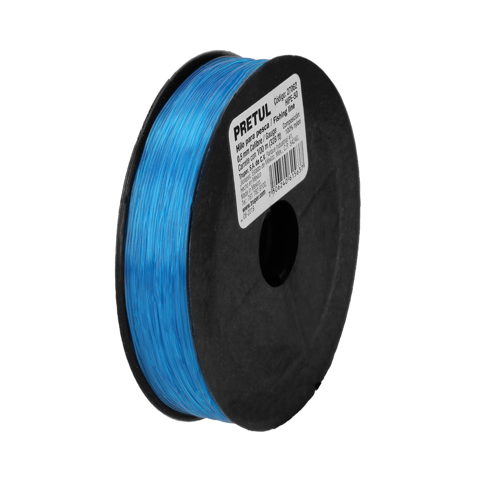Carrete con 100 m de hilo para pesca azul calibre 0.50 mm Caja con 10, 27062