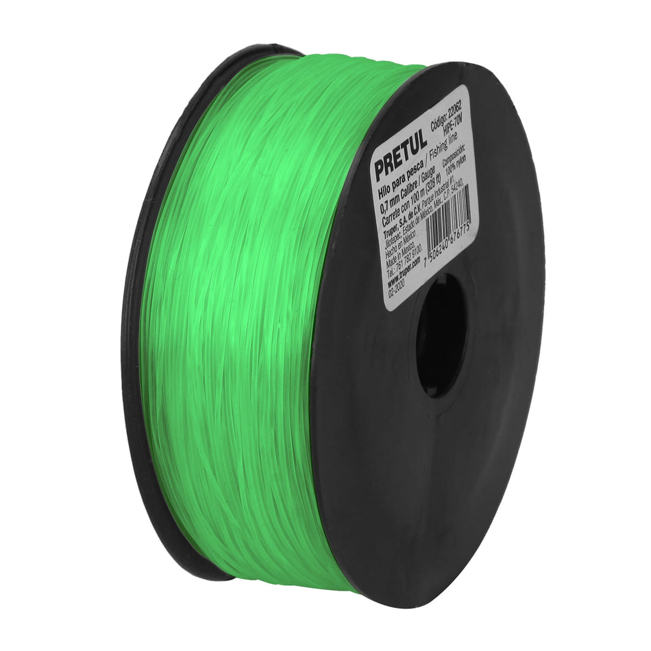 Carrete con 100 m de hilo para pesca verde calibre 0.70 mm Caja con 10, 22062