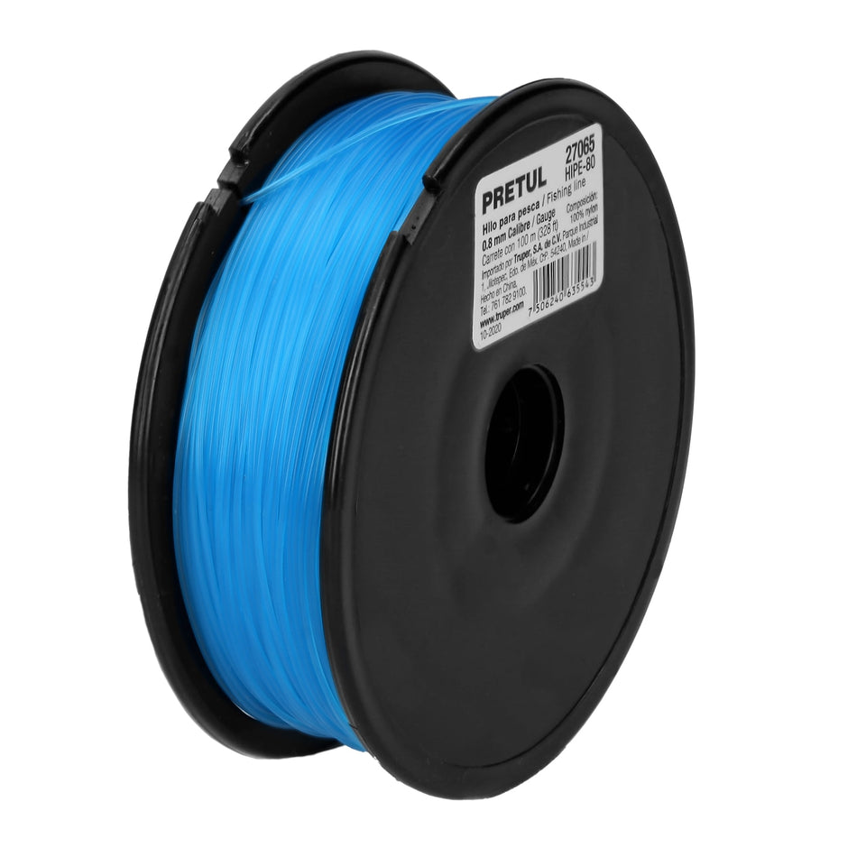 Carrete con 100 m de hilo para pesca azul calibre 0.80 mm Caja con 10, 27065