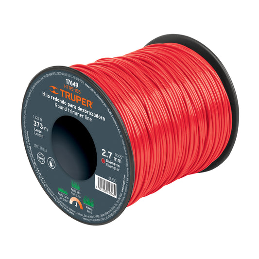 Hilo redondo, para desbrozadora 2.7mm x 373m, carrete TRUPER, 17649