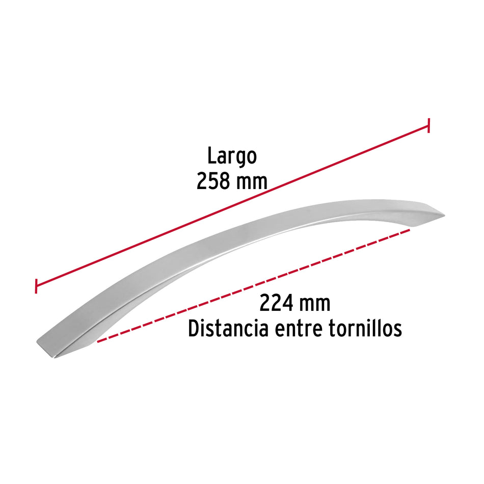Jaladera metálica de 224mm estilo 'Moderno', níquel satinado Caja con 12, 43379
