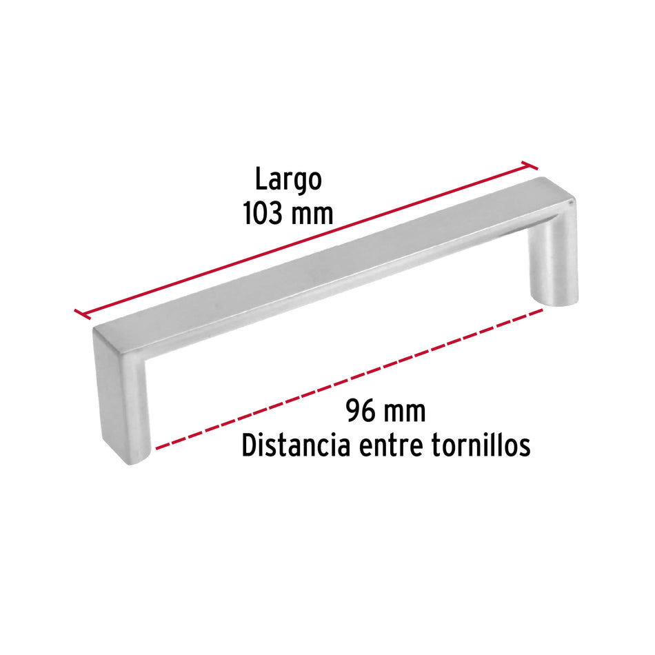 Jaladera metálica de 96 mm estilo 'Andamio', níquel satinado Caja con 12, 43901