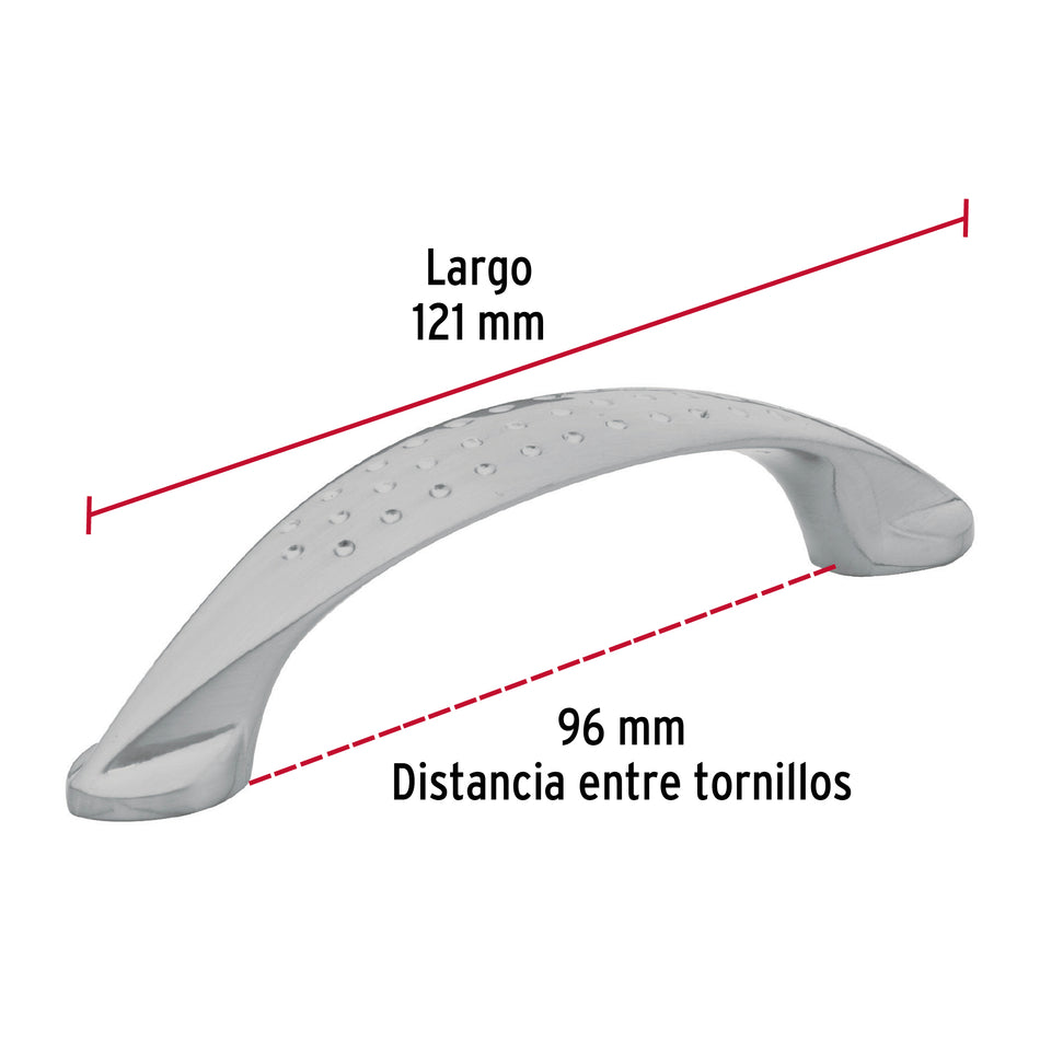 Jaladera metálica de 96mm estilo 'Elipse', níquel satinado Caja con 12, 43620