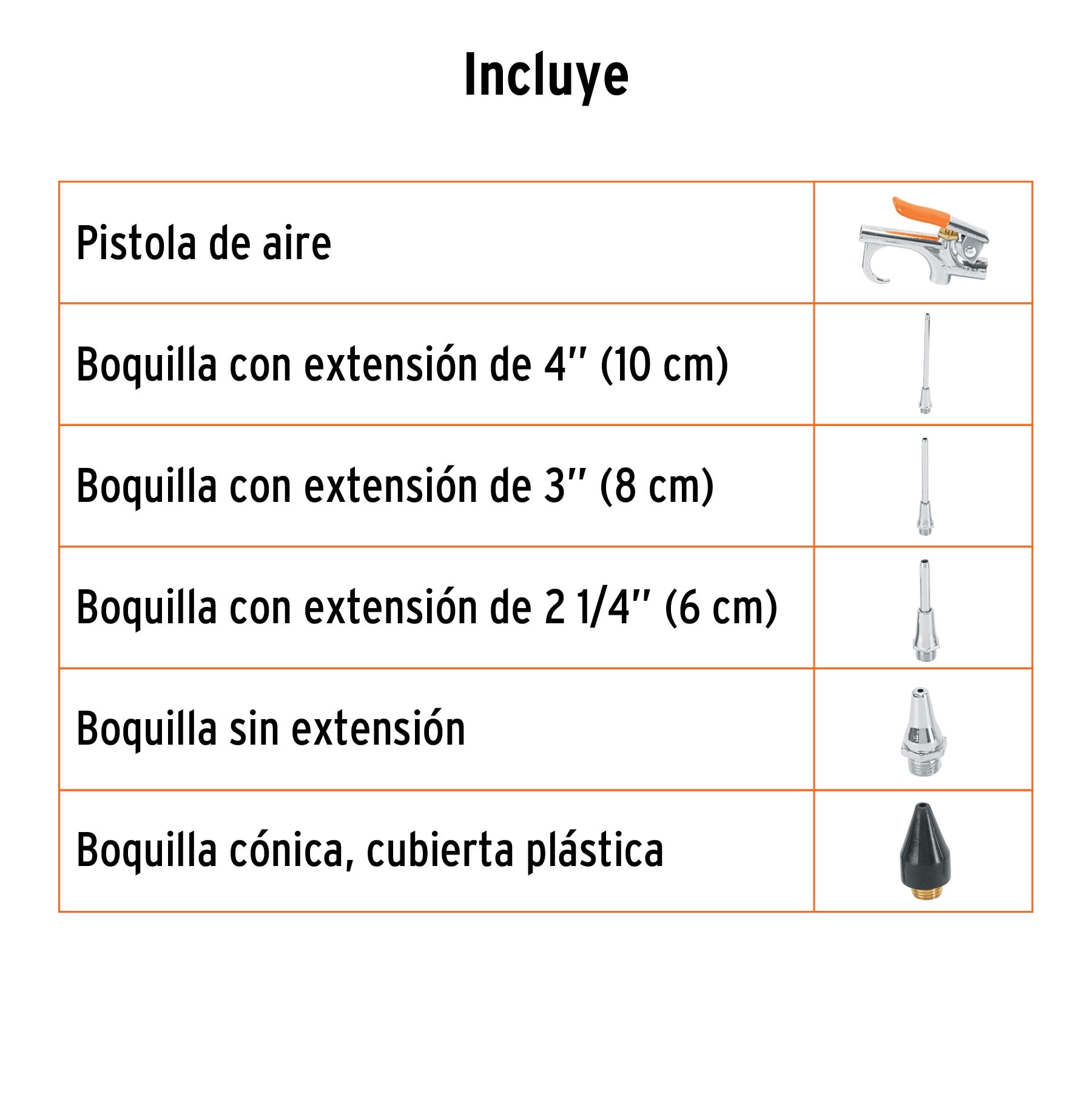 Juego de pistola y 5 boquillas para compresor de aire, 19077