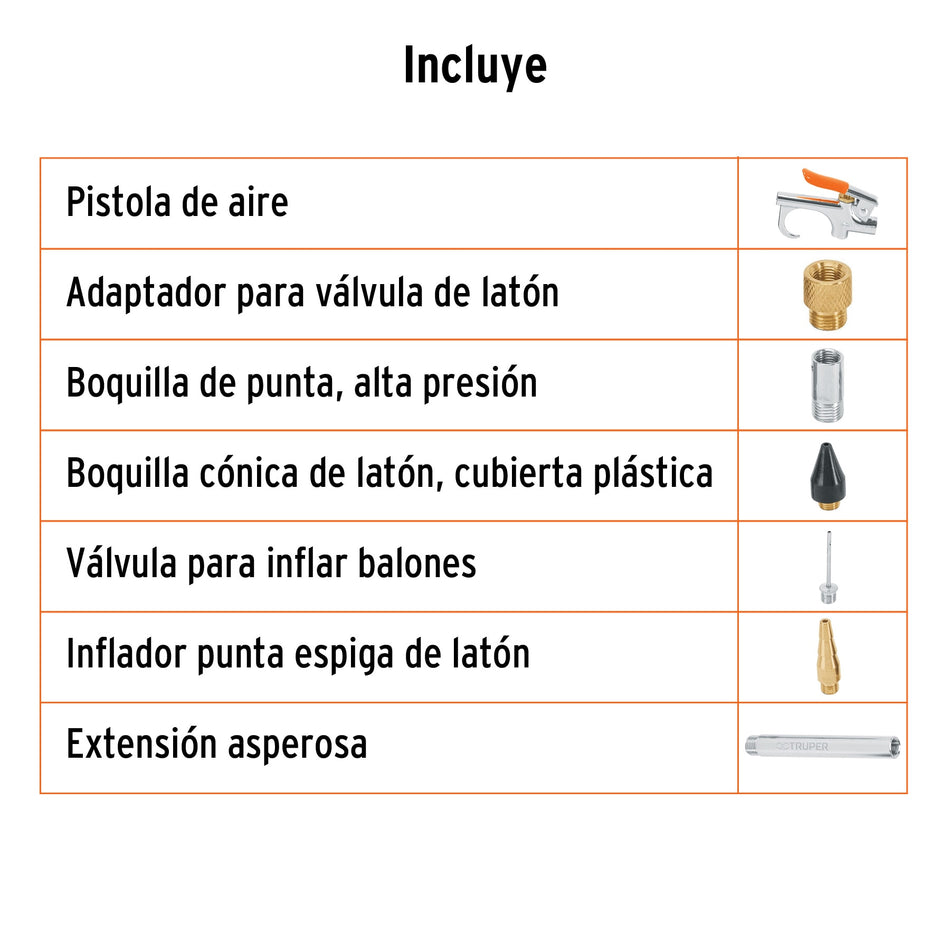 Juego de pistola sopleteadora con 2 boquillas y 4 accesorios Caja con 6, 19078