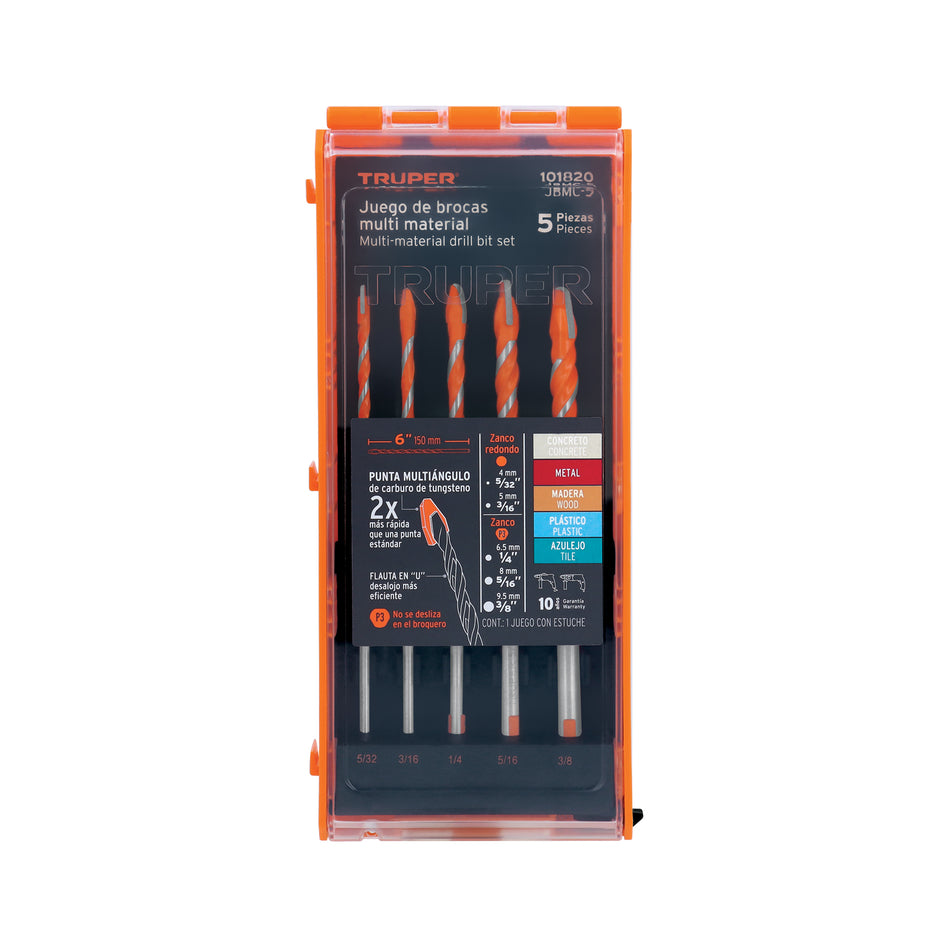 Juego de 5 brocas multimaterial, Truper Caja con 4, 101820