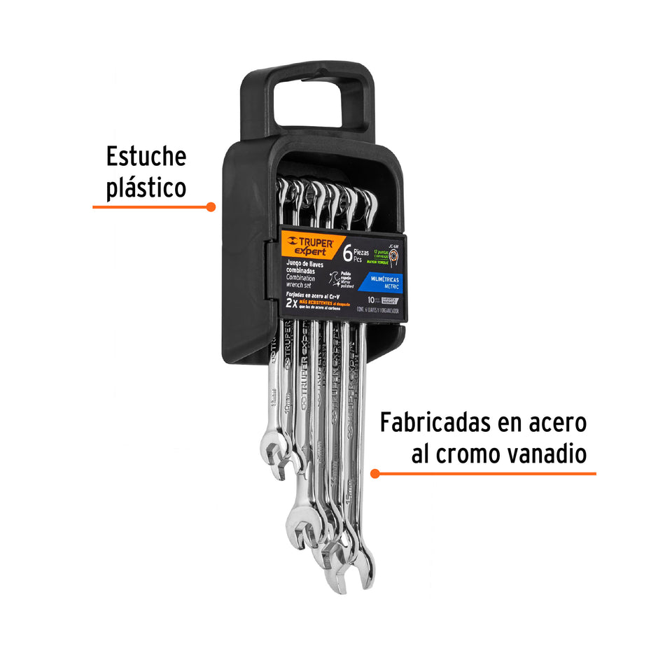 Juego de 6 llaves combinadas extralargas pulidas mm, EXPERT Caja con 2, 15770