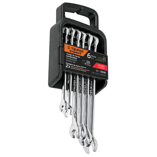 Juego de 6 llaves combinadas extralargas pulidas std, EXPERT Caja con 2, 15772