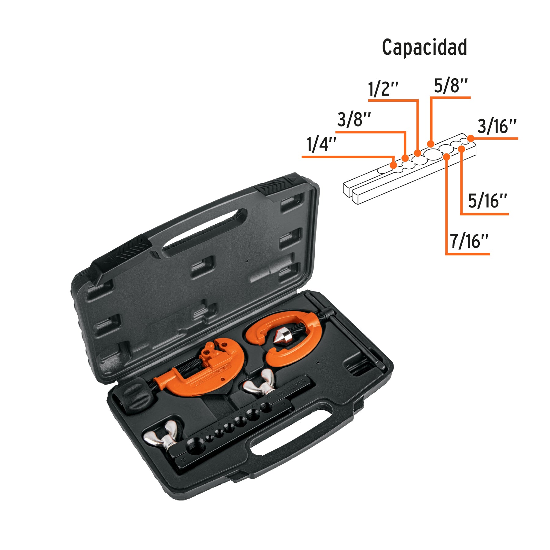 Juego de avellanador y cortador de tubo, Truper, 12871