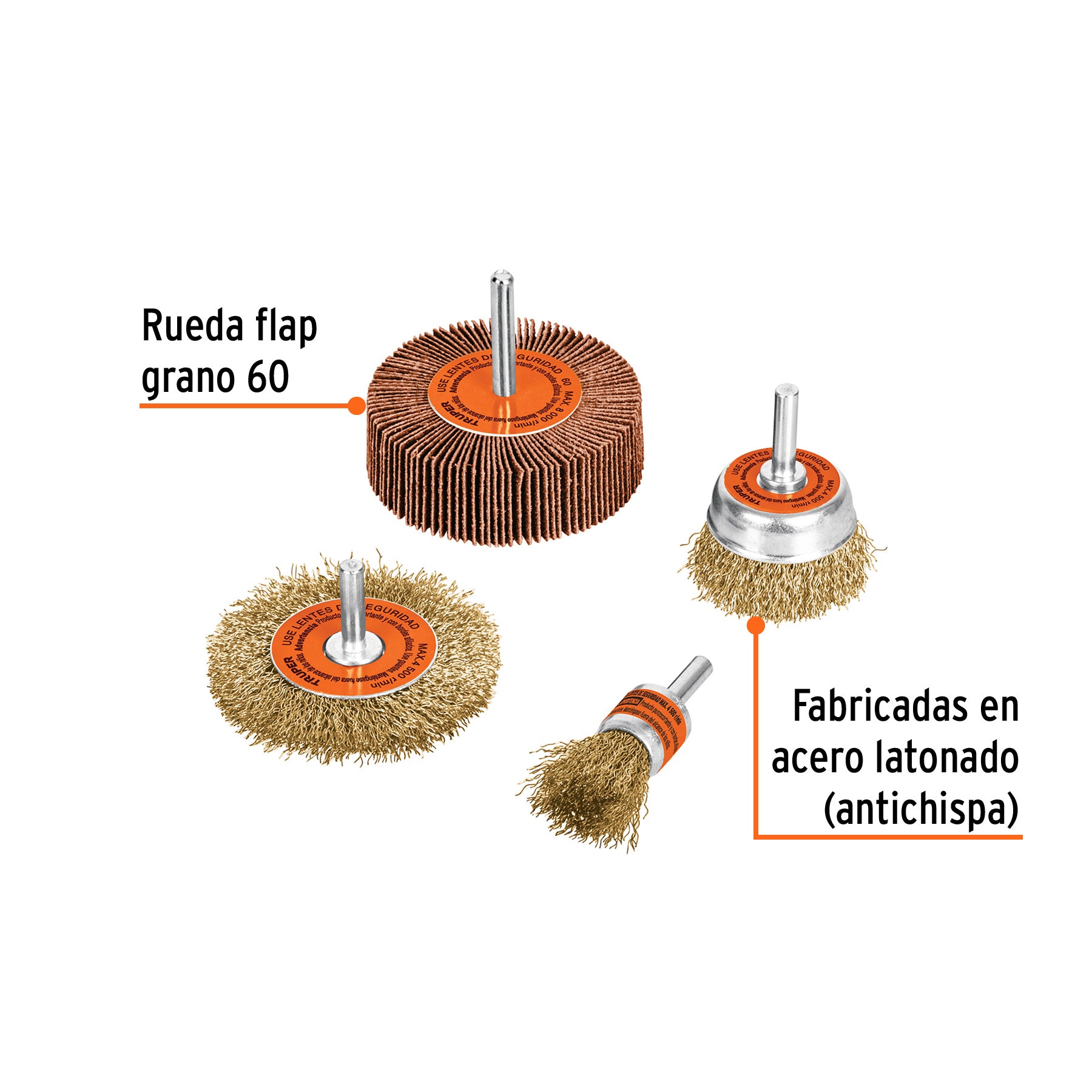 Juego de 4 cardas para taladro, Truper, 11577