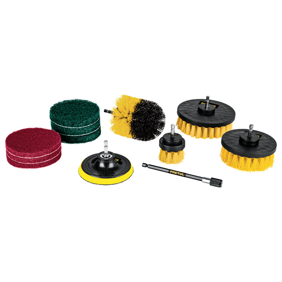Juego 12 accesorios de limpieza y asentado p/taladro, Pretul Caja con 3, 27191