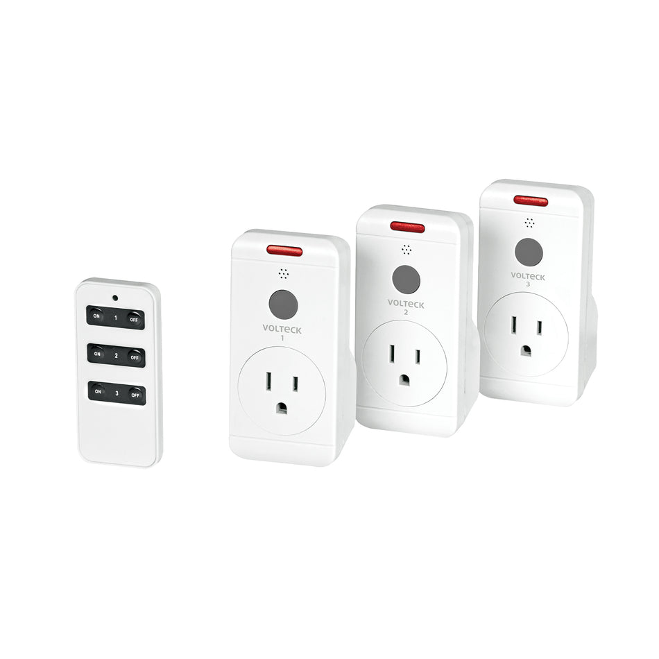Juego de 3 Contactos con control remoto, Volteck Caja con 2, 49489