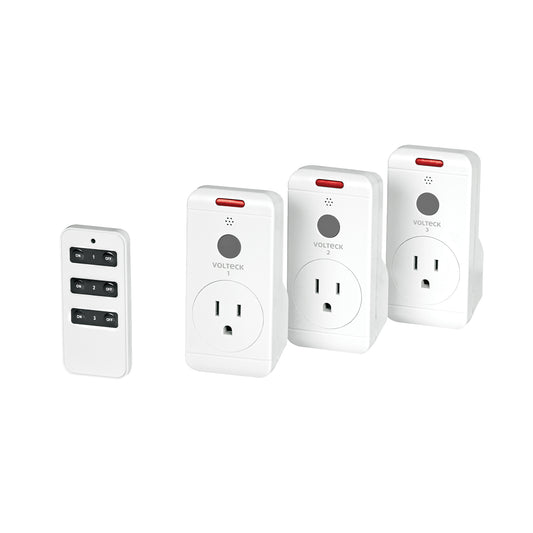 Juego de 3 Contactos con control remoto, Volteck Caja con 2, 49489