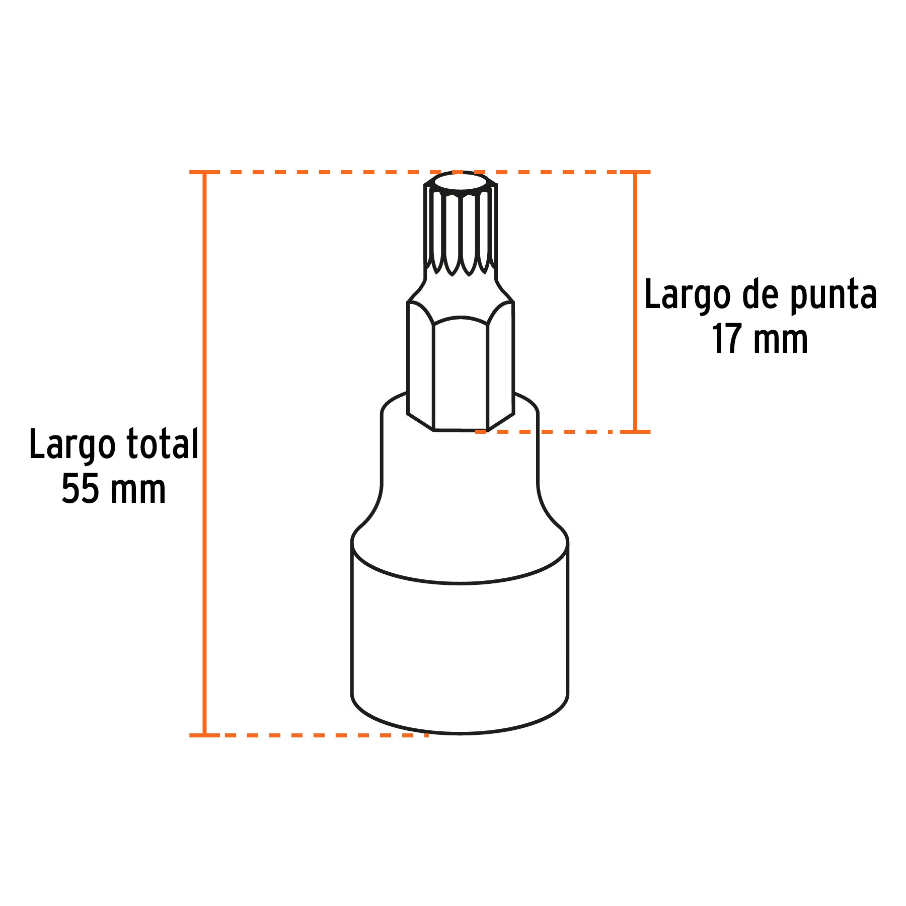 Juego de 7 dados cuadro 1/2' punta corta bristol, en estuche, 101305