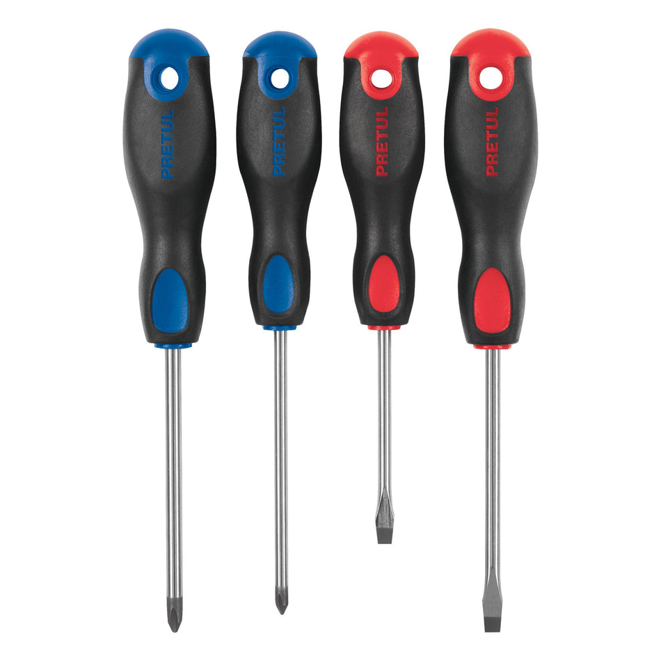 Juego de 4 desarmadores mango Comfort Grip, Pretul Caja con 6, 20218