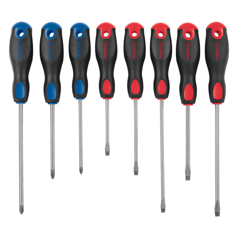 Juego de 8 desarmadores mango Comfort Grip, Pretul Caja con 6, 20219