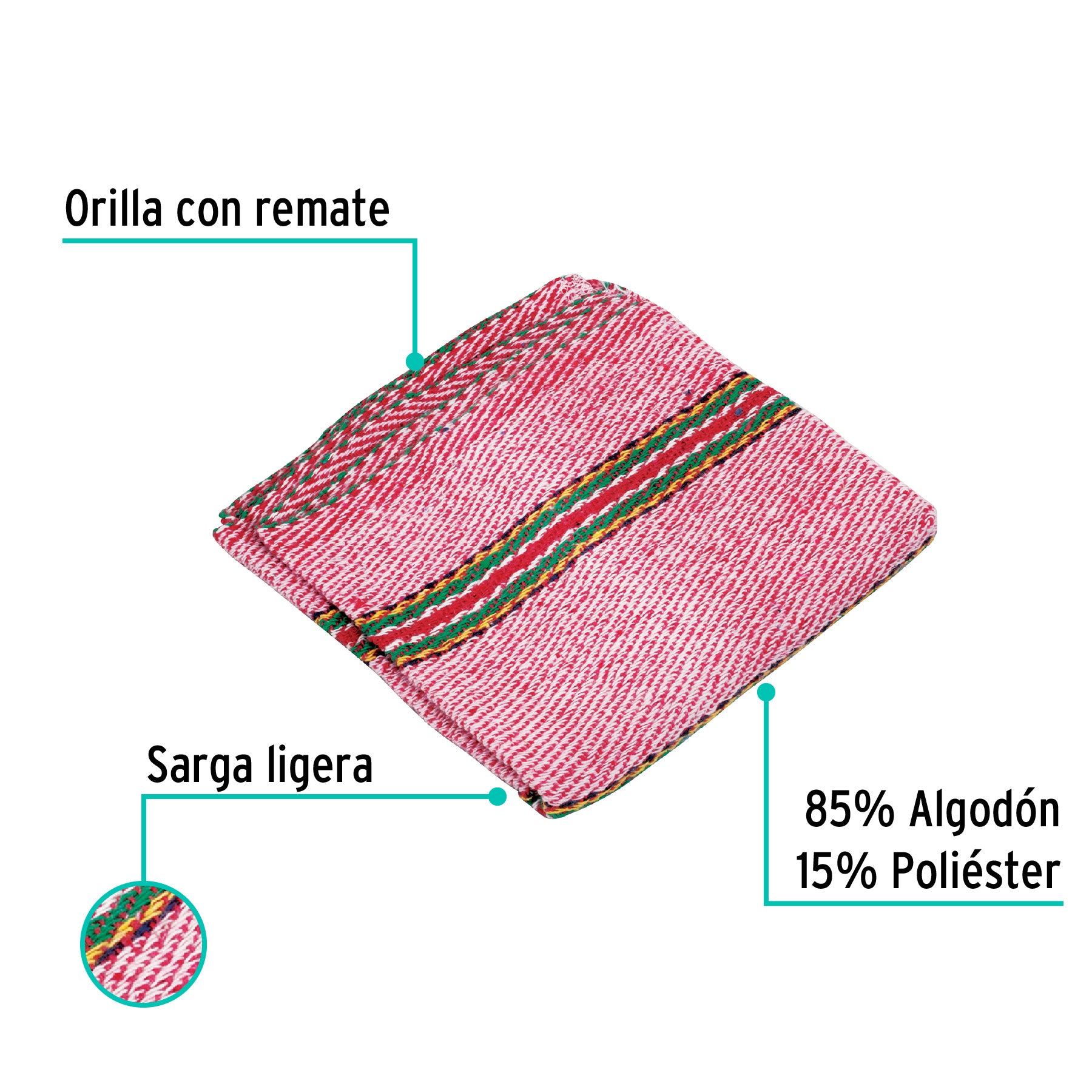 Jerga sarga ligera de 1 m x 48 cm roja, Klintek, 57105