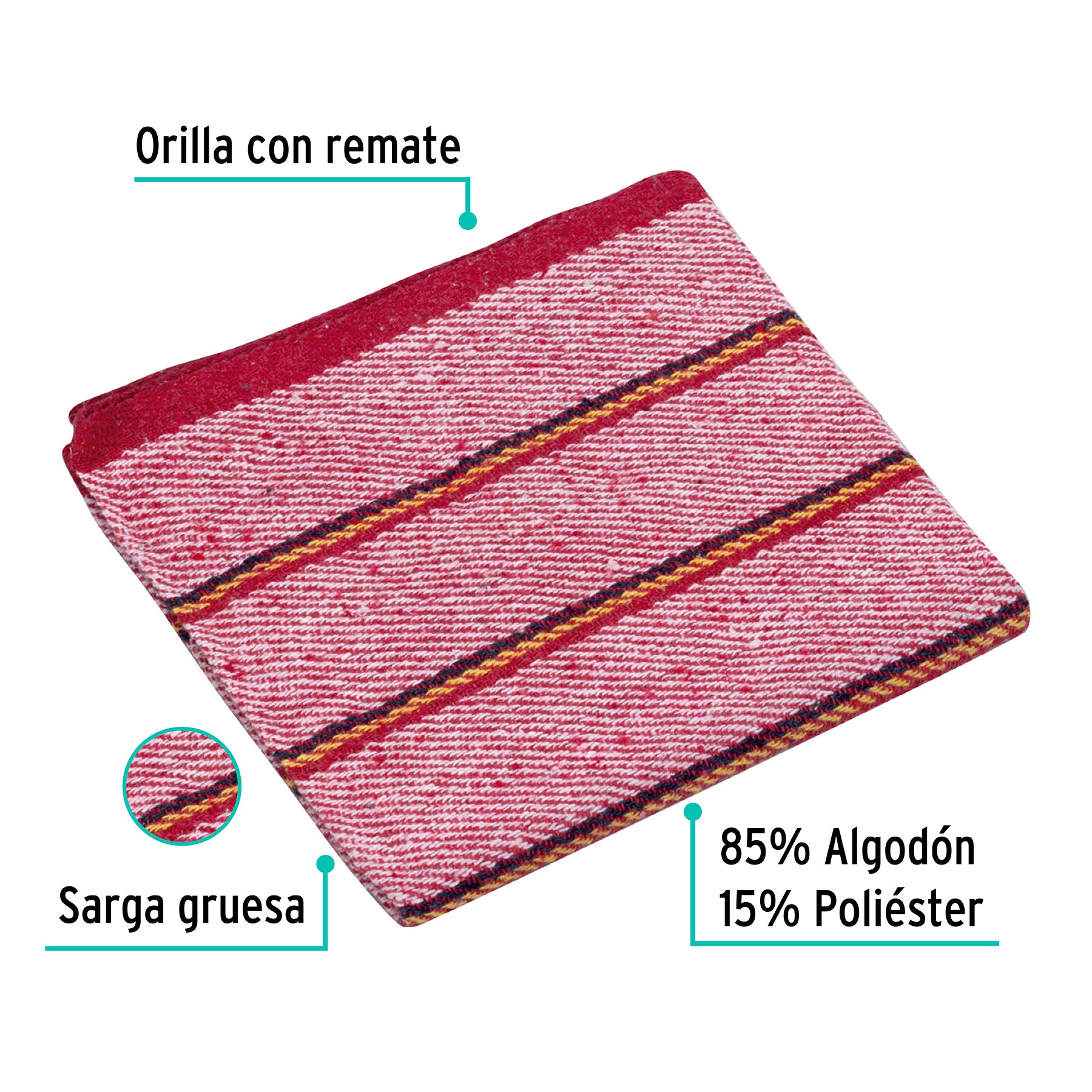 Jerga roja sarga gruesa de 1 m x 48 cm, Klintek, 57103