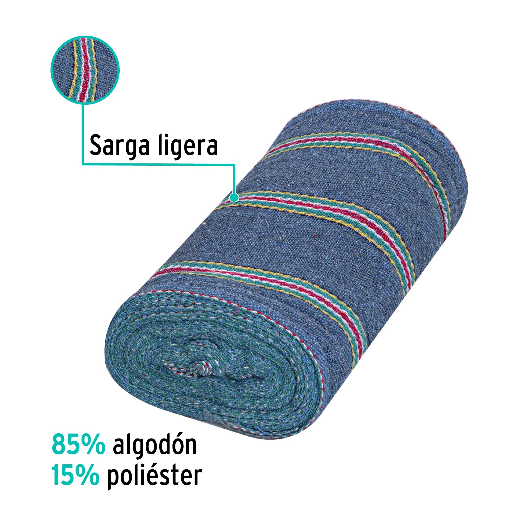 Rollo de 25 m de jerga sarga ligera azul, Klintek, 57101