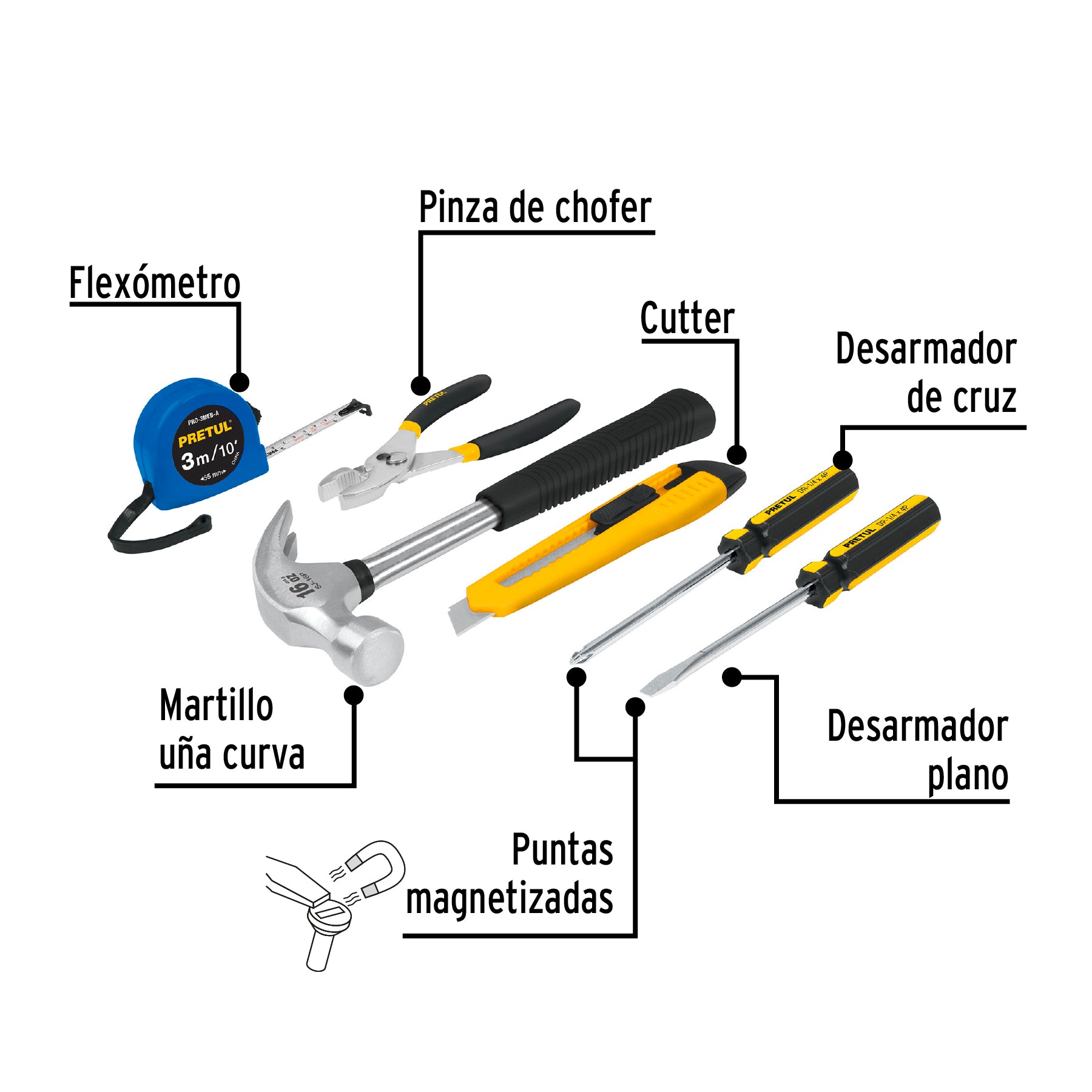 Juego de 6 herramientas caseras, Pretul, 22972